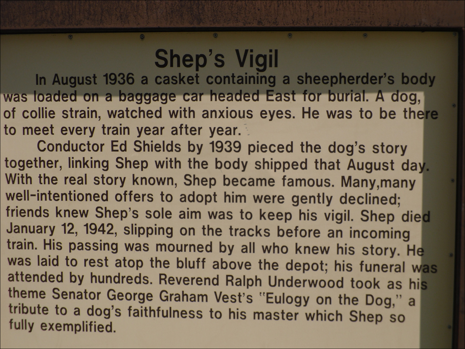 Fort Benton, MT- Story of Shep